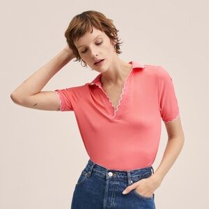 Ribbed knit polo shirt